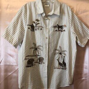Women's Animal's Out of Africa Button Up Shirt US Size Large